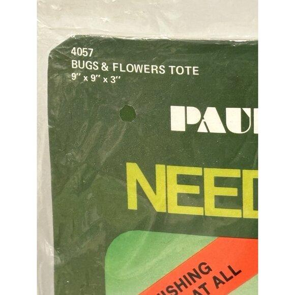 RARE 1970s Vintage Pauline Denham Needlepoint Kit Bugs & Flowers Tote Kit - Picture 3 of 13